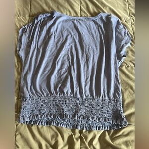 Forever 21 Blue Smocked Ruffled Blouse